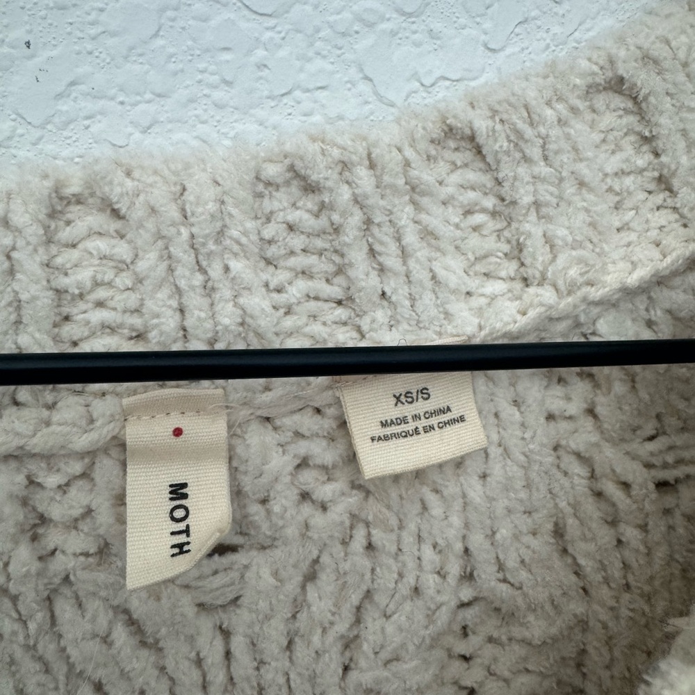 ANTHROPOLOGIE MOTH Oversized Chunky Knit V-Neck Sweater/Tunic/Top Size XS/S - Picture 4 of 8